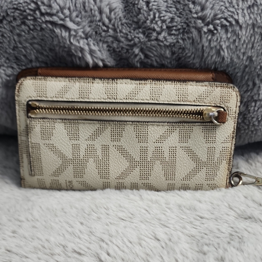 Michael Kors Beige and Brown Logo Wristlet - Picture 2 of 7